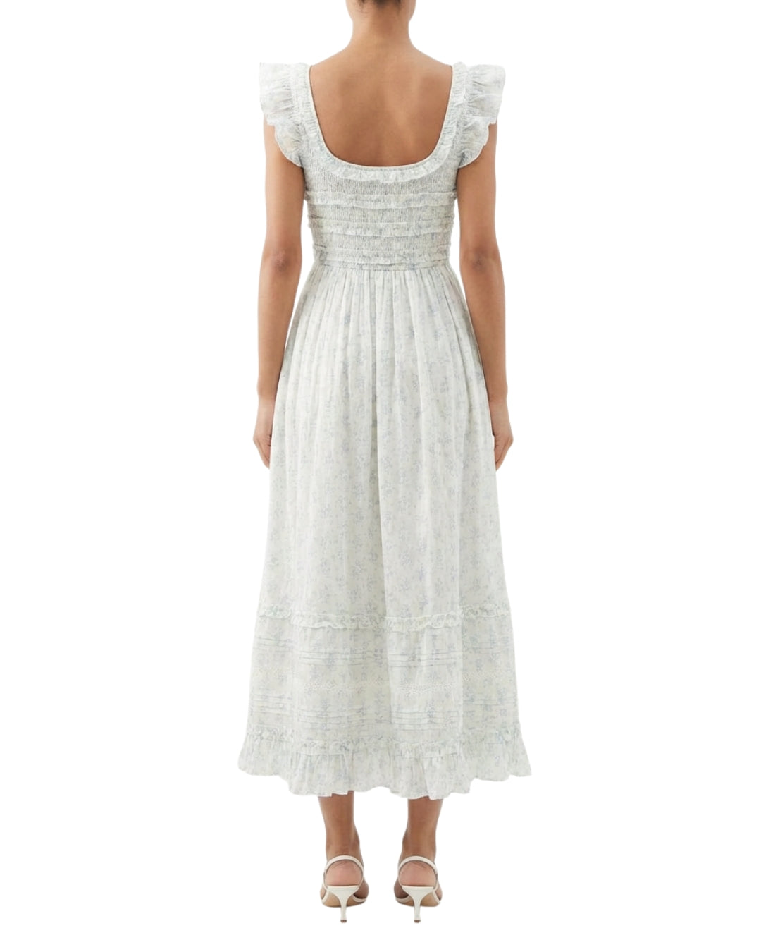 Lottie Midi Dress | Floral Cotton Midi Dress  Amy Jane London S / Belle Stripe Blue